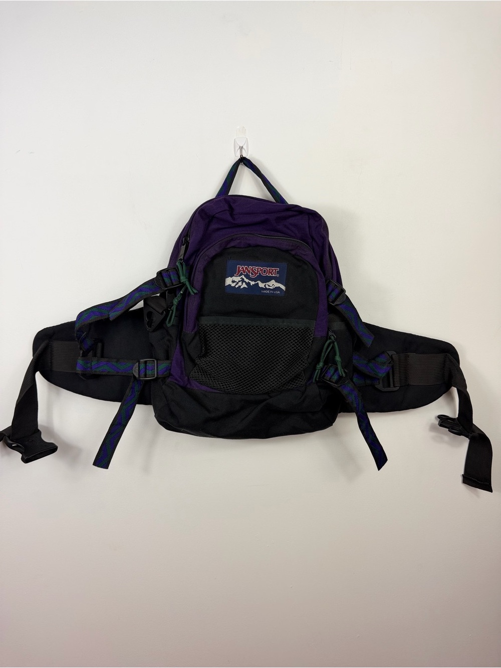 Vintage 90’s JanSport Made in USA Hiking Waist Pack Purple Black Padded